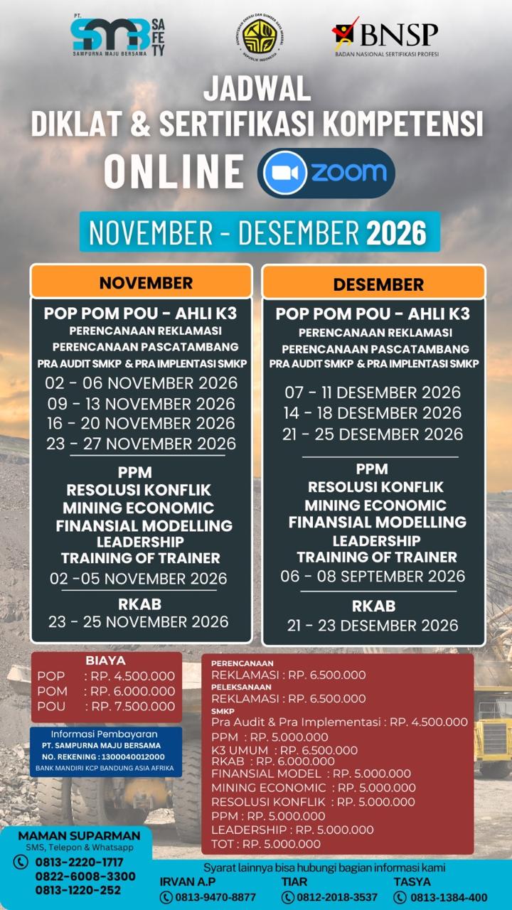 Diklat & Sertifikasi Kompetensi November - Desember 2026