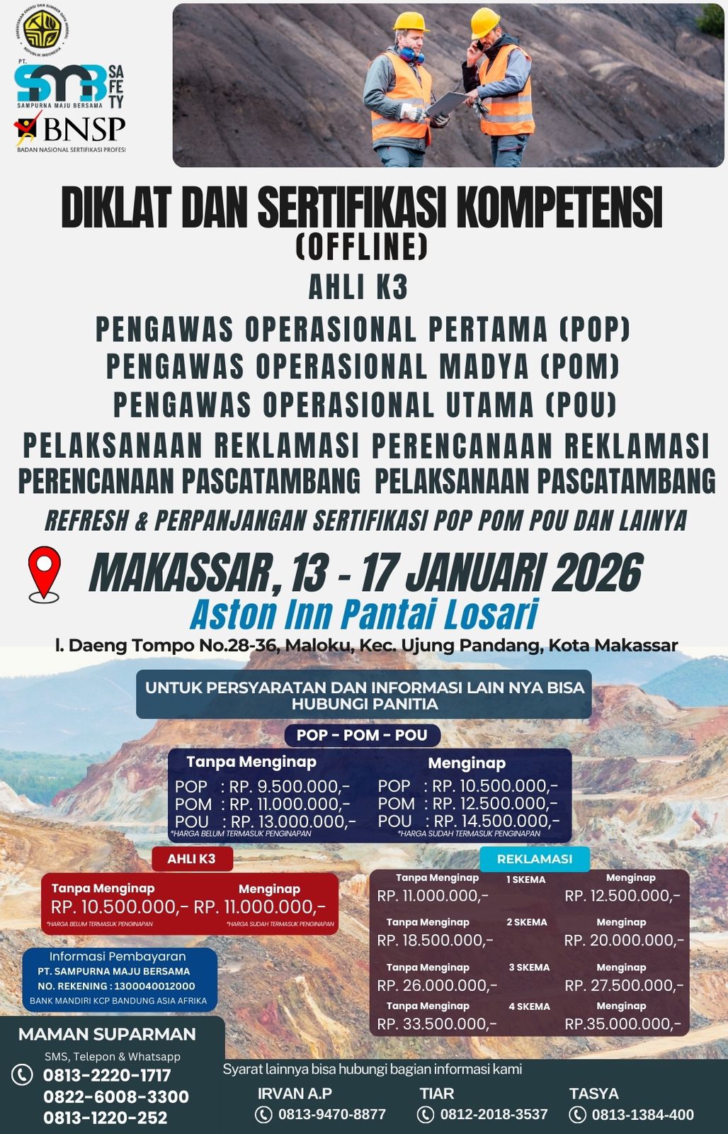 Diklat & Sertifikasi Kompetensi 13 - 17 Januari 2026
