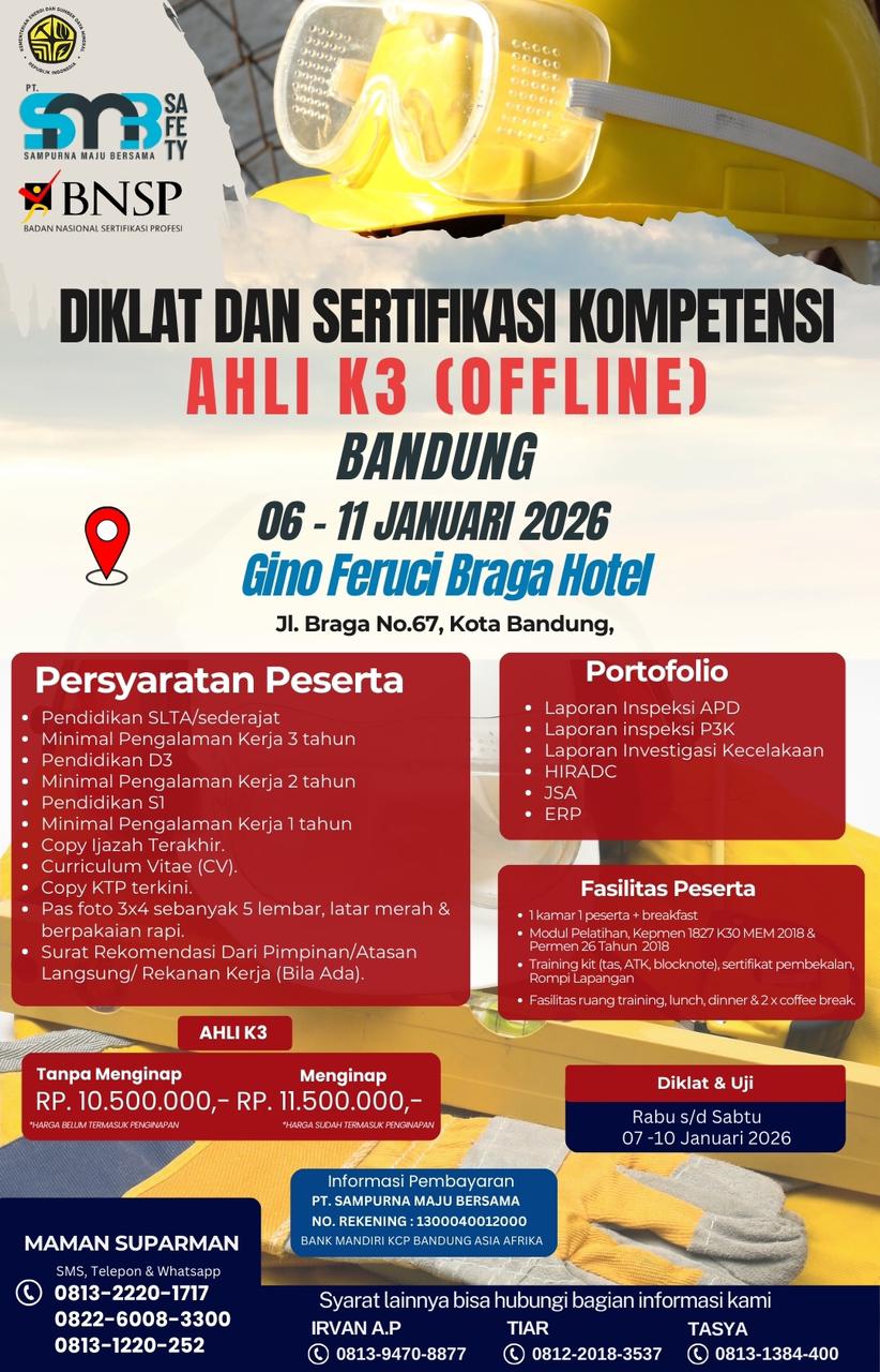 Diklat & Sertifikasi Kompetensi 06 - 11 Januari 2026