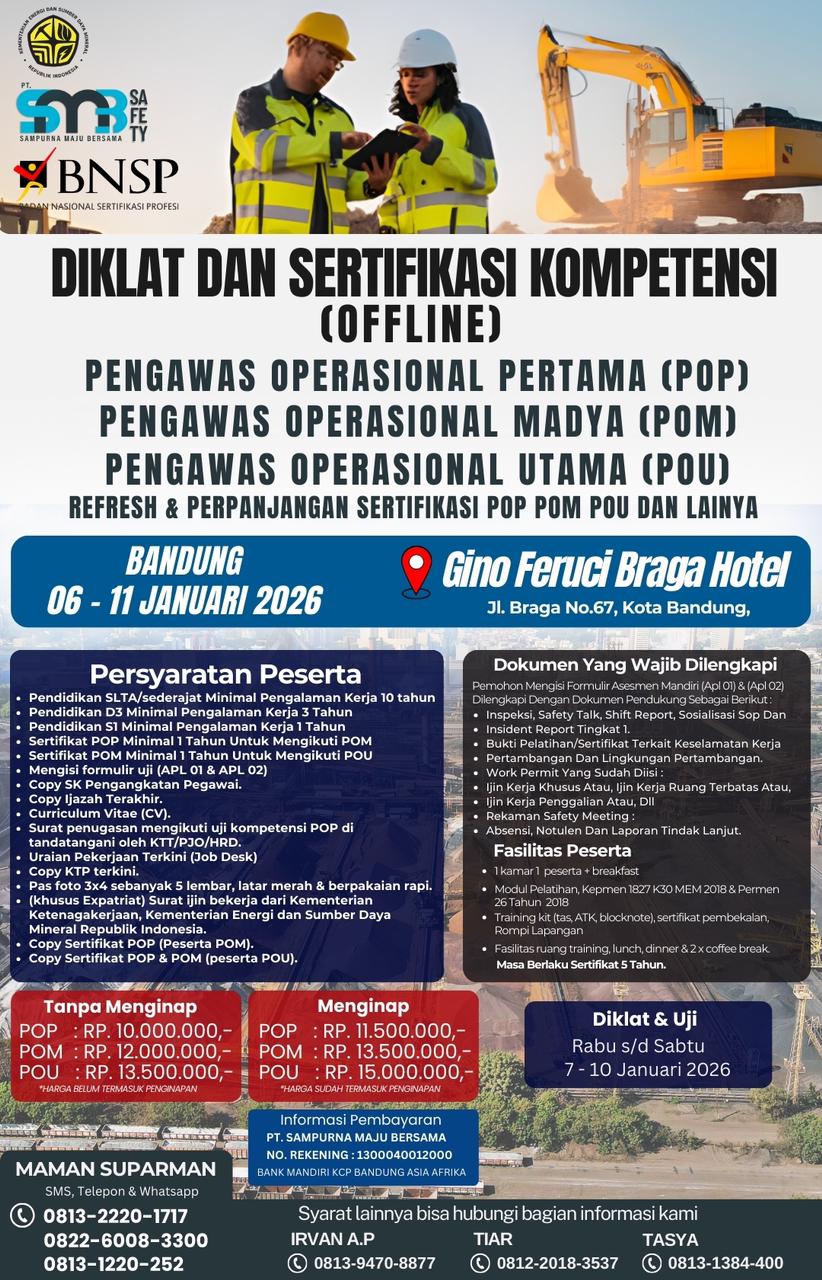 Diklat & Sertifikasi Kompetensi 06 - 11 Januari 2026
